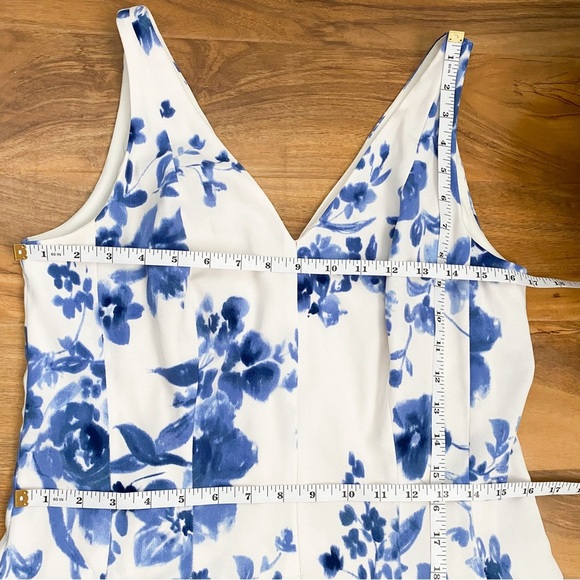 Lauren Ralph Lauren Blue Floral Dress Aline Career Wedding Cocktail Victorian 10 - Picture 10 of 11